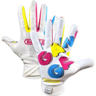 Battle Sports Gang Gang Double Threat Adult Football Receiver Gloves - White Battle Sports