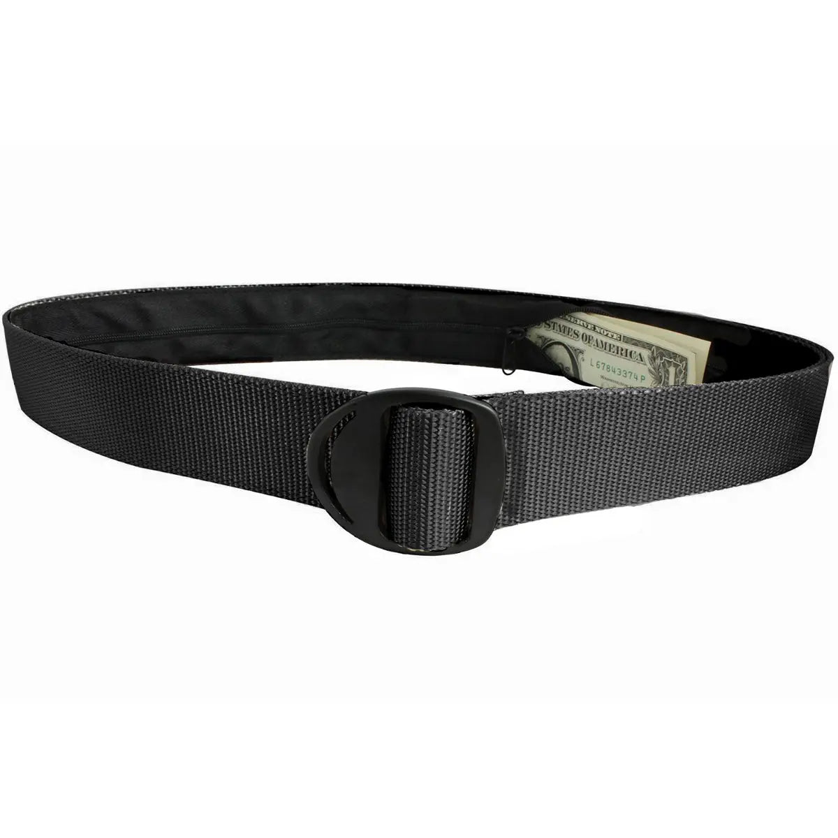 Bison Designs Crescent Black Buckle Money Belt - Graphite Bison Designs