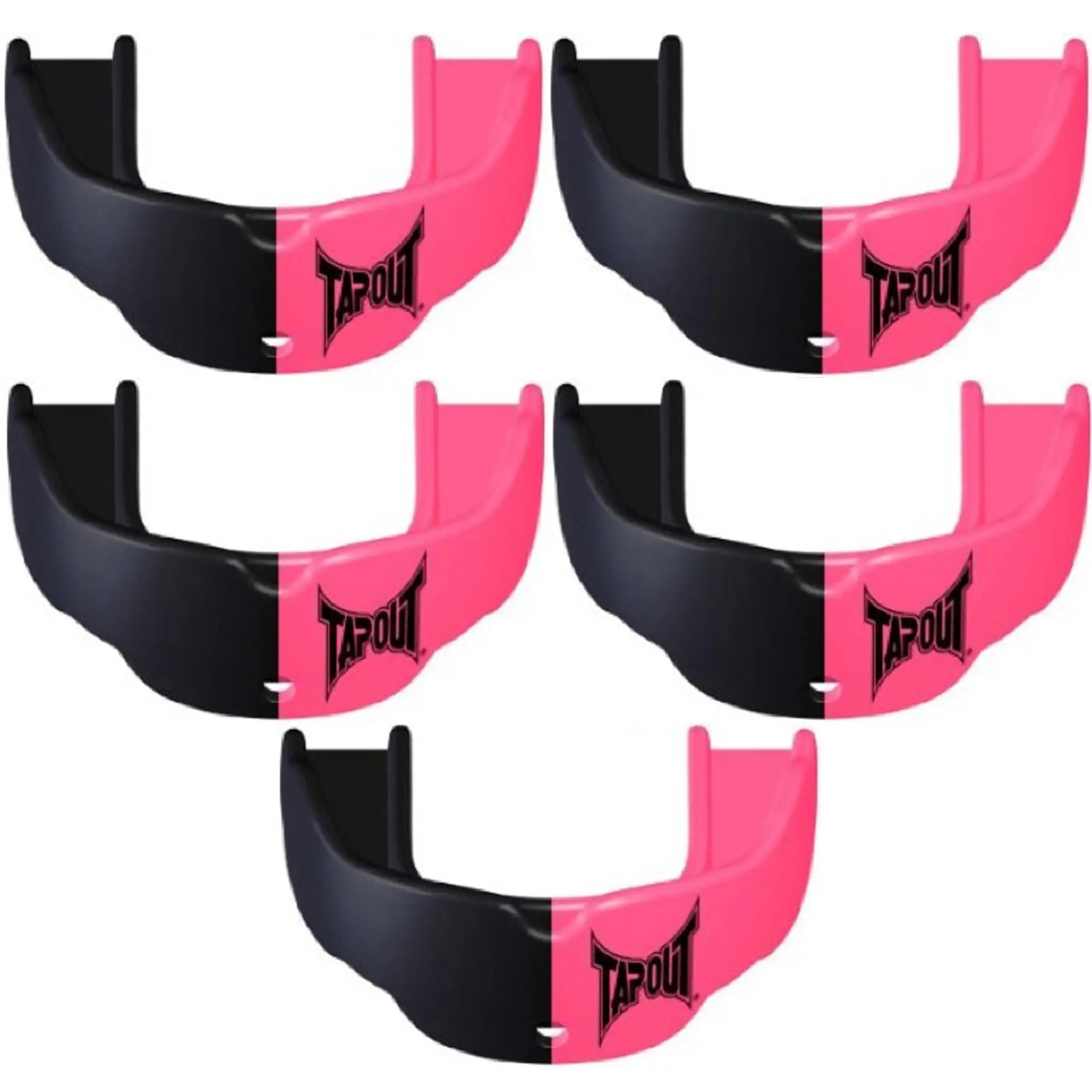 Tapout Adult Protective Sports Mouthguard with Strap 5-Pack - Pink/Black Tapout