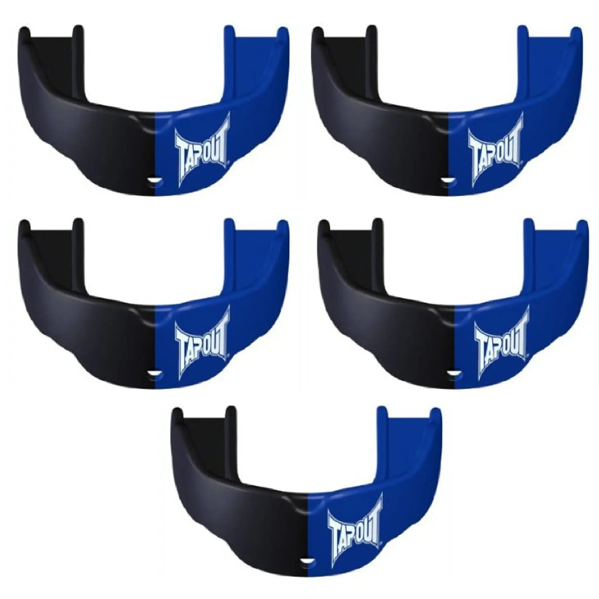 Tapout Adult Protective Sports Mouthguard with Strap 5-Pack  - Blue/Black Tapout