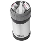 Thermos 16 oz. Insulated Stainless Steel Food Jar w/ Folding Spoon -Silver/Black Thermos