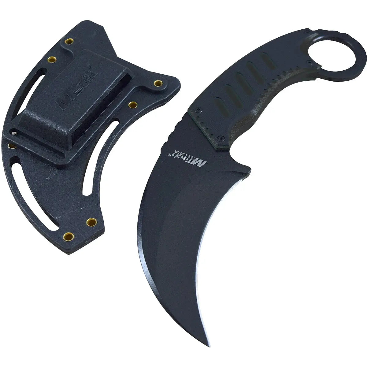 MTech USA Tactical Karambit Fixed Blade Neck Knife, G10, Black/Black, MT-665BK MTech USA