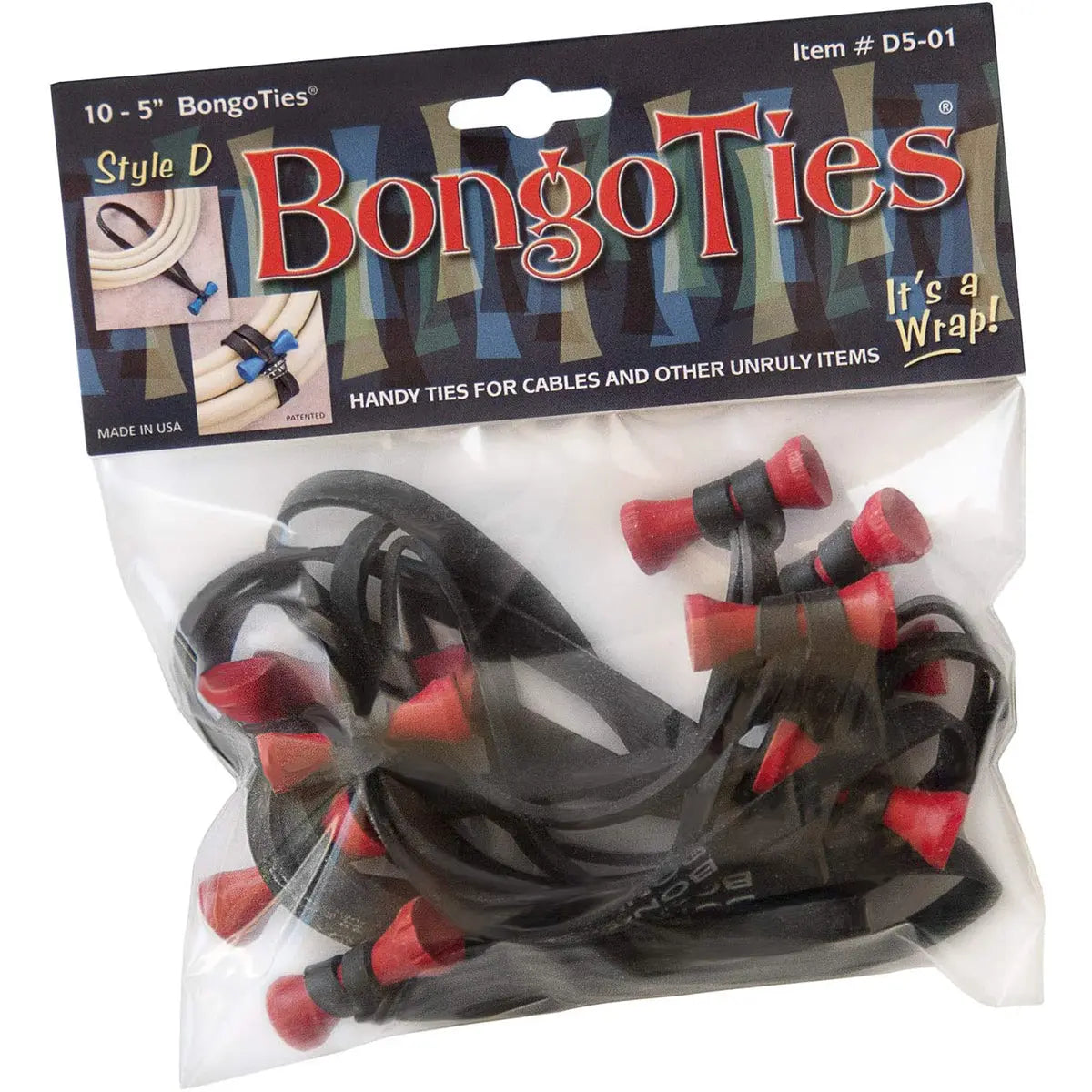 BongoTies All-Natural Reusable Cable Tie Wraps 10-Pack BongoTies