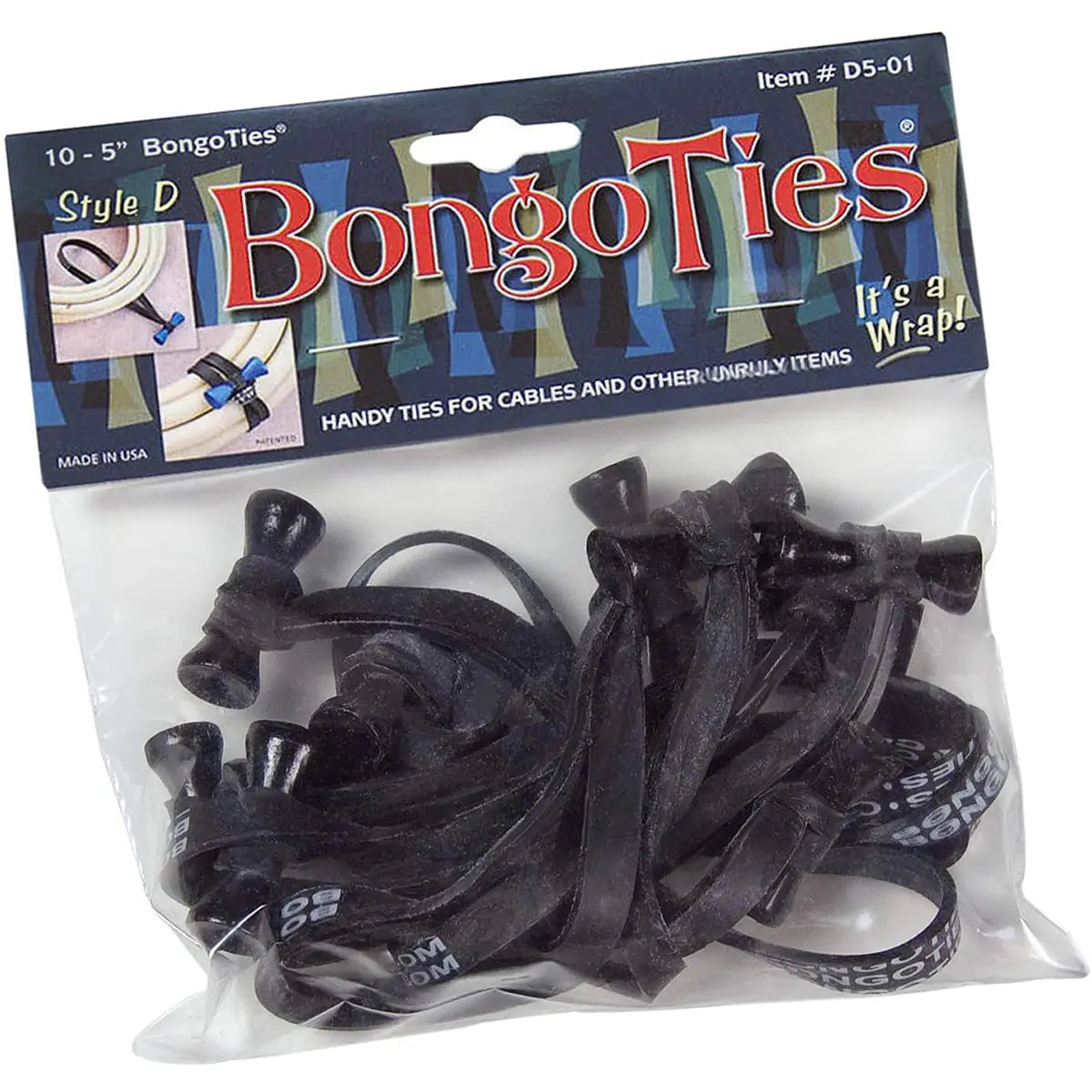 BongoTies All-Natural Reusable Cable Tie Wraps 10-Pack BongoTies