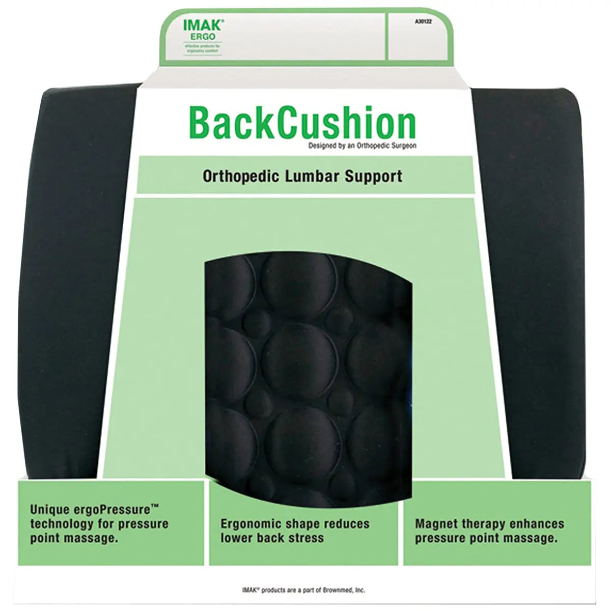 Brownmed IMAK Ergo Back Cushion and Lumbar Support - Black IMAK