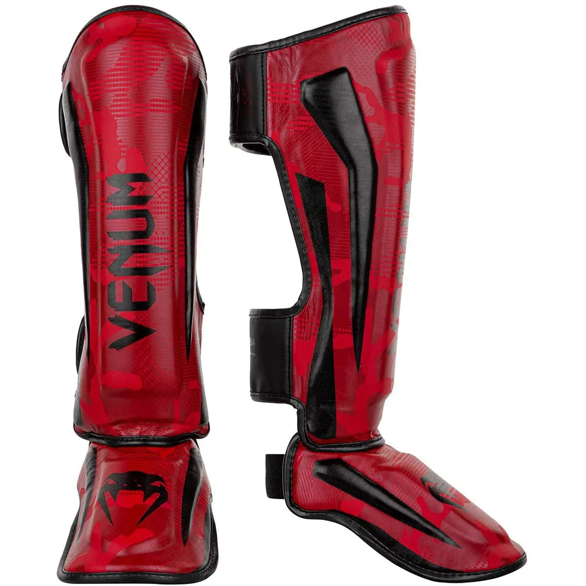 Venum Elite MMA Protective Shin Instep Guards - Red/Camo Venum