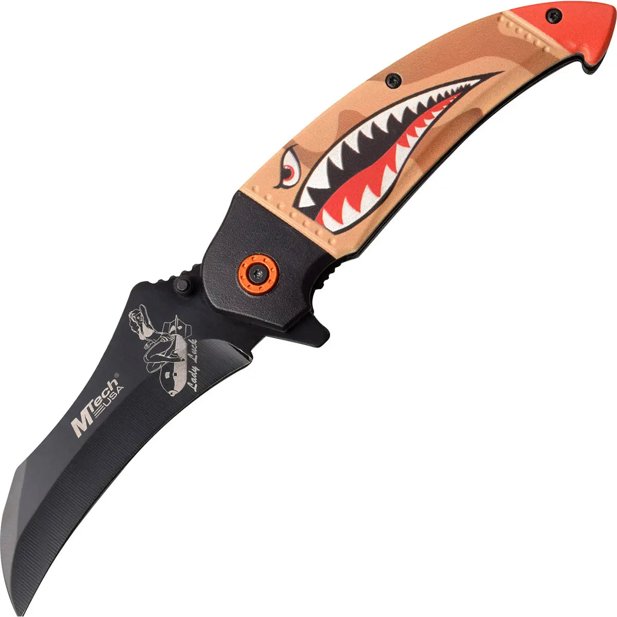 MTech USA Linerlock Spring Assisted Folding Knife, Shark, Tan/Camo, MT-A1130TN M-Tech