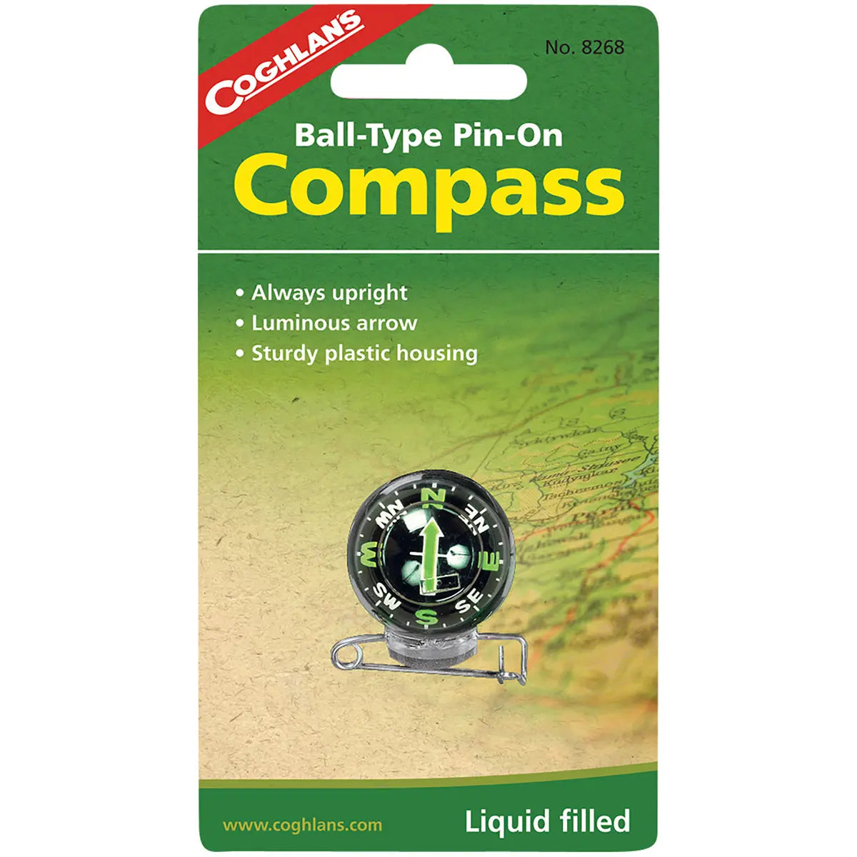 Coghlan's Ball-Type Pin-On Compass, Liquid Filled, Survival Camping Emergency Coghlan's