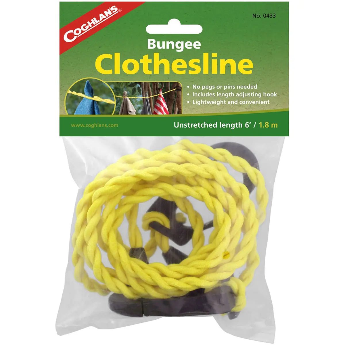 Coghlan's Bungee Clothesline Pegless with Carabiner, Laundry Drying Clothes Line Coghlan's