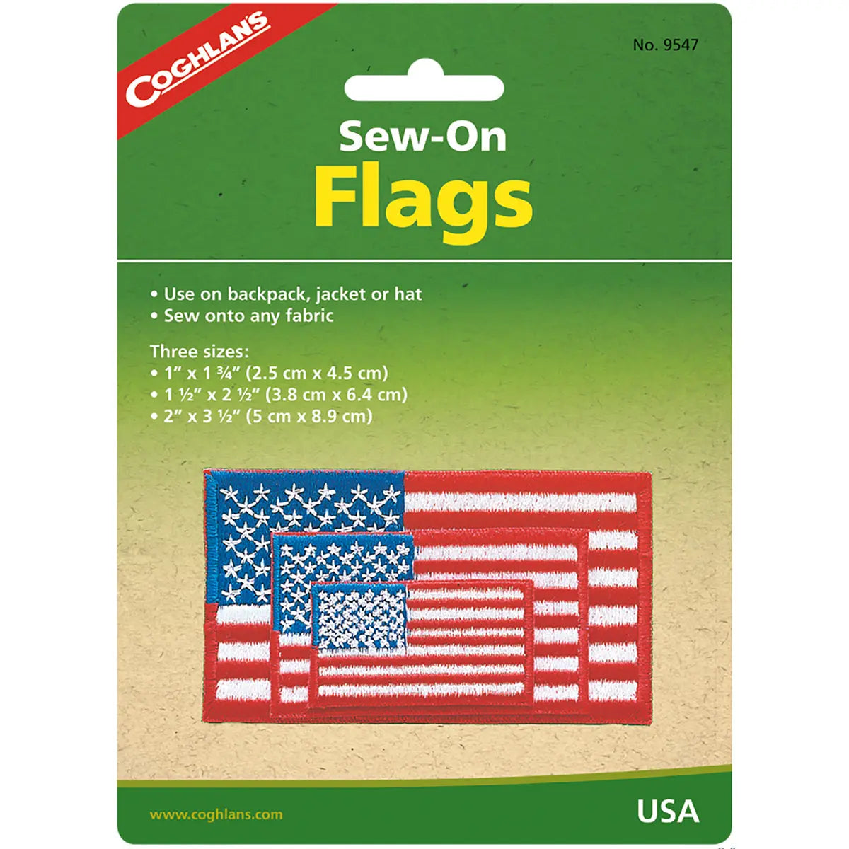 Coghlan's Sew-On Flags, USA, Sew to any Fabric, Backpack, Tent, Jacket, Hat Coghlan's