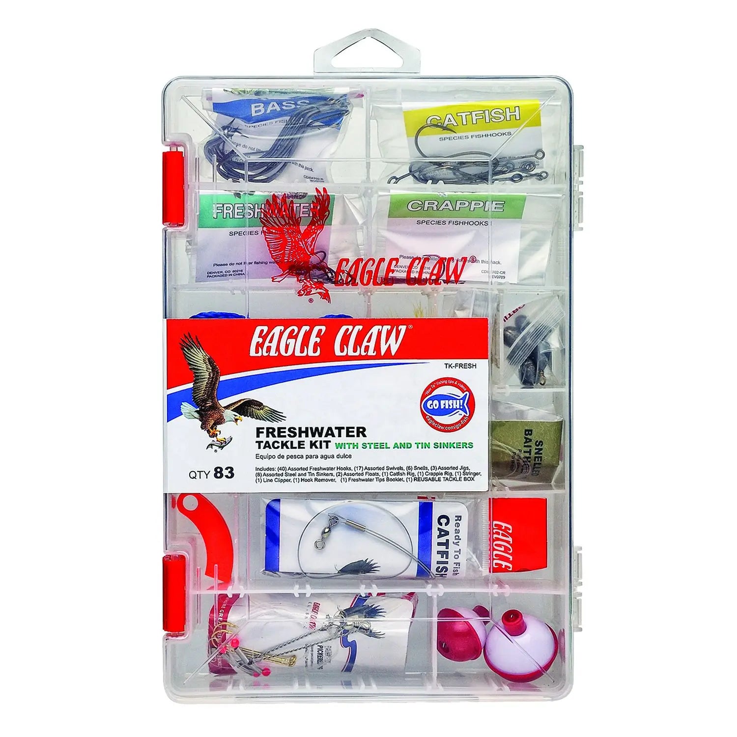 Eagle Claw Freshwater Tackle Kit, 80 Piece Eagle Claw