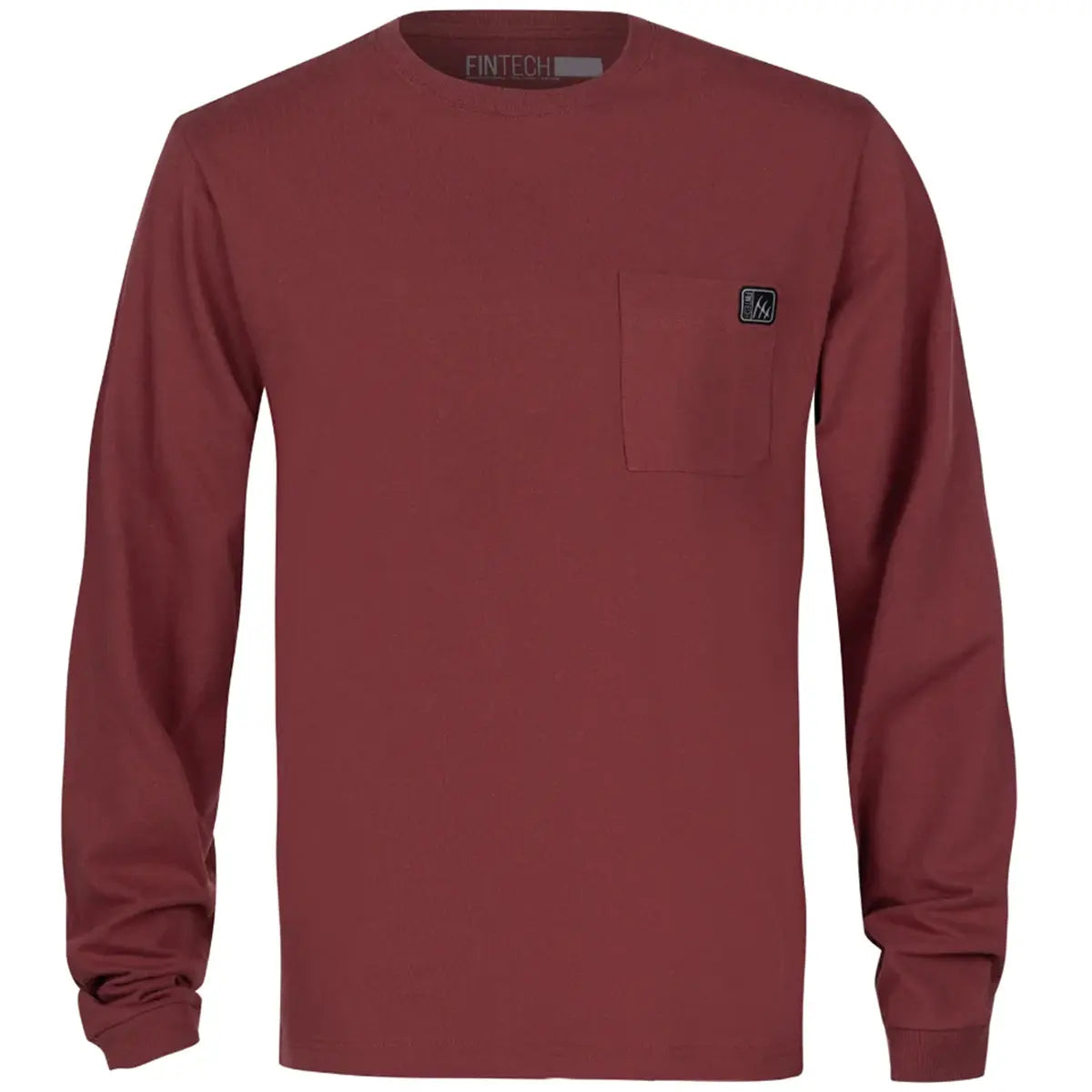 Fintech Heavy-Duty Long Sleeve Graphic T-Shirt - Oxblood Red Fintech