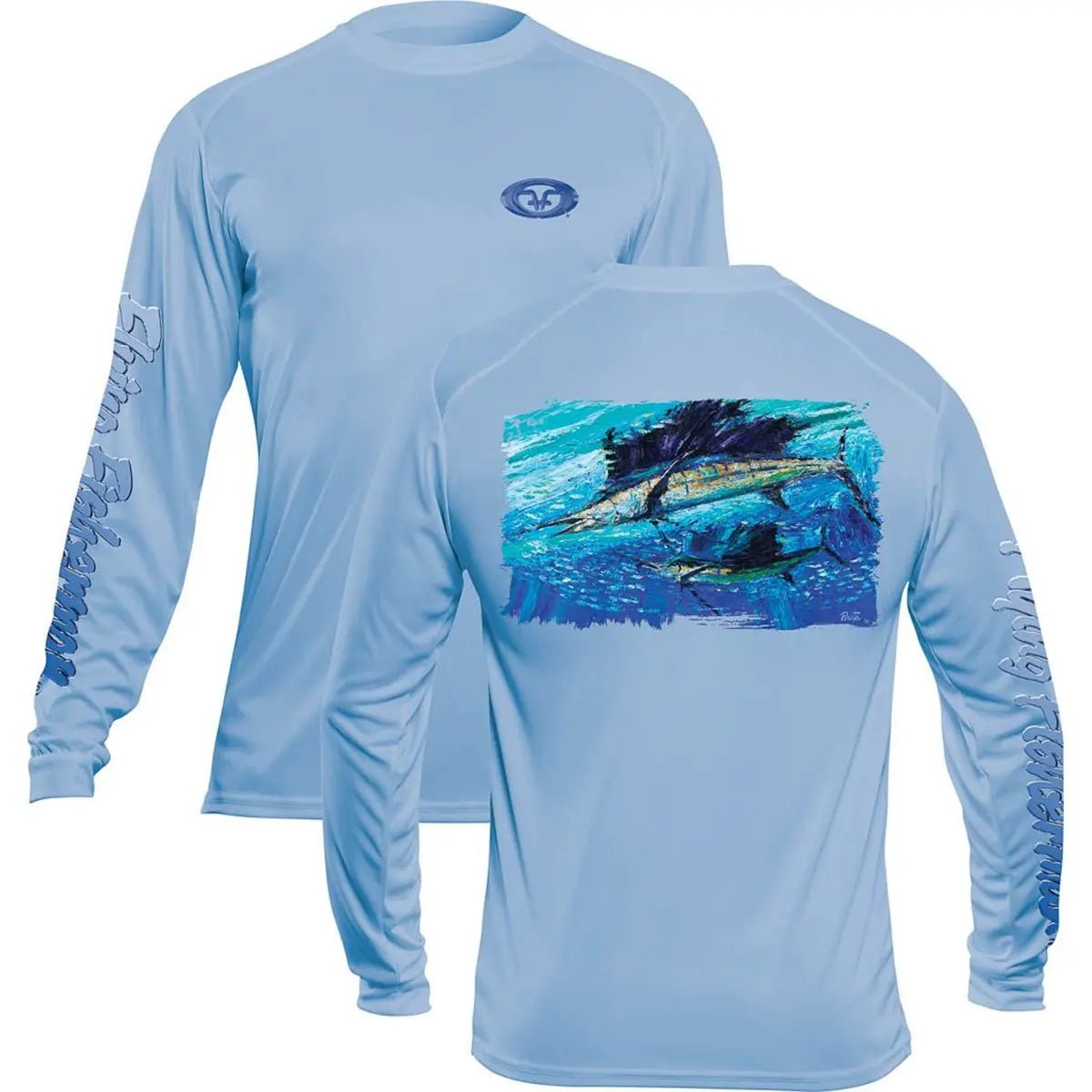 Flying Fisherman Pasta Sailfish Performance Long Sleeve T-Shirt - Blue Mist Flying Fisherman