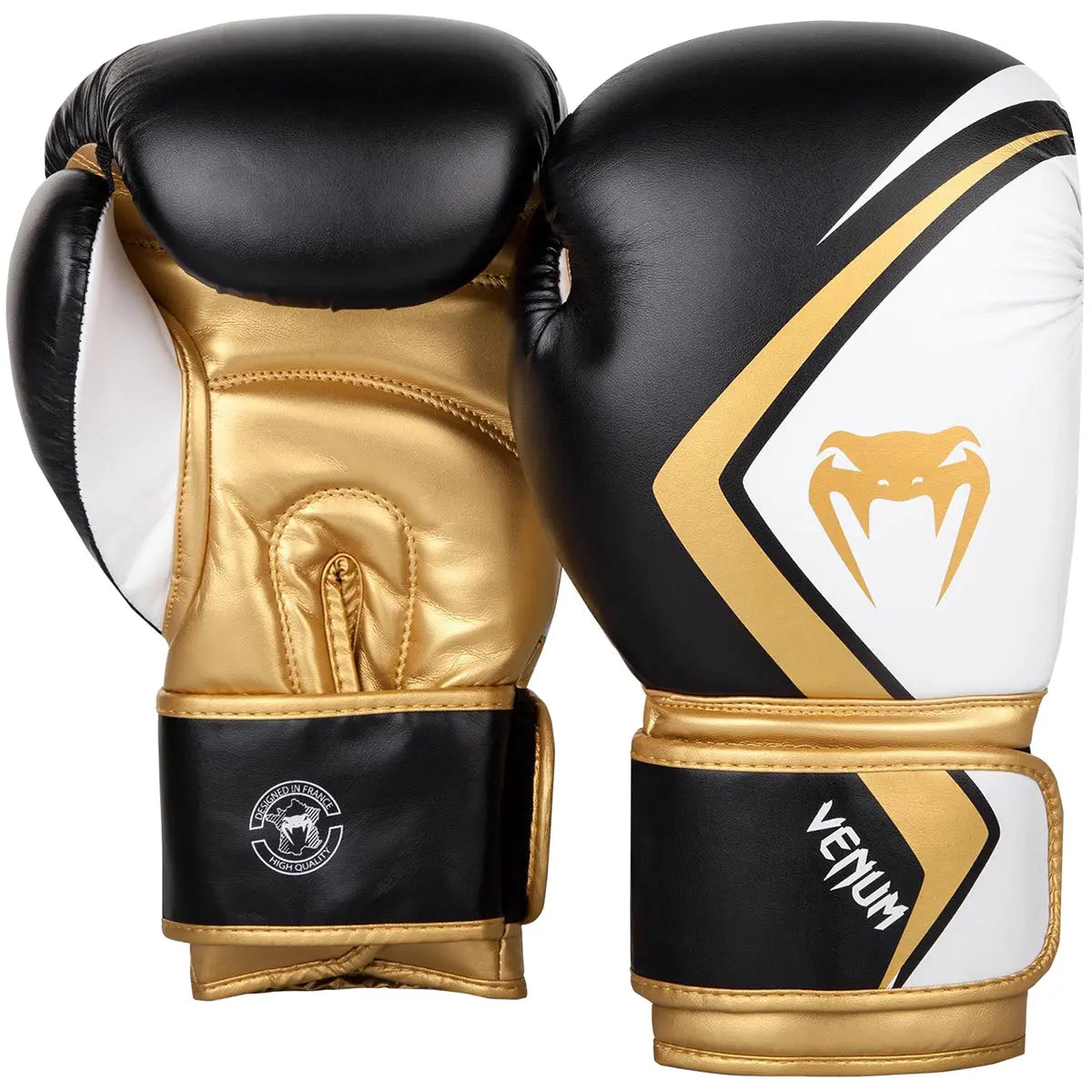 Venum Contender 2.0 Training Boxing Gloves - Black/White/Gold Venum