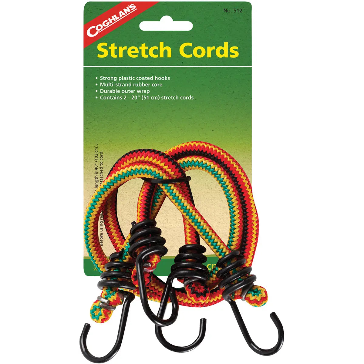 Coghlan's Stretch Cords 20" w/ Hooks (2 Pack), Bungee Rope Outdoor Camping Wrap Coghlan's