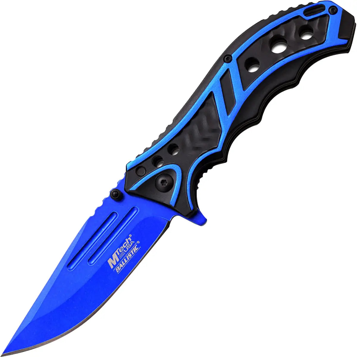 MTech USA Linerlock Spring Assisted Folding Knife, 3.5" Blue Blade, MT-A907BL M-Tech