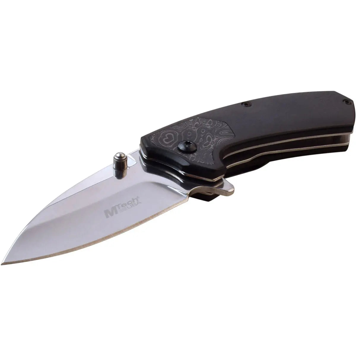 MTech USA Linerlock Spring Assisted Folding Knife, Pakkawood Black, MT-A1163BK M-Tech
