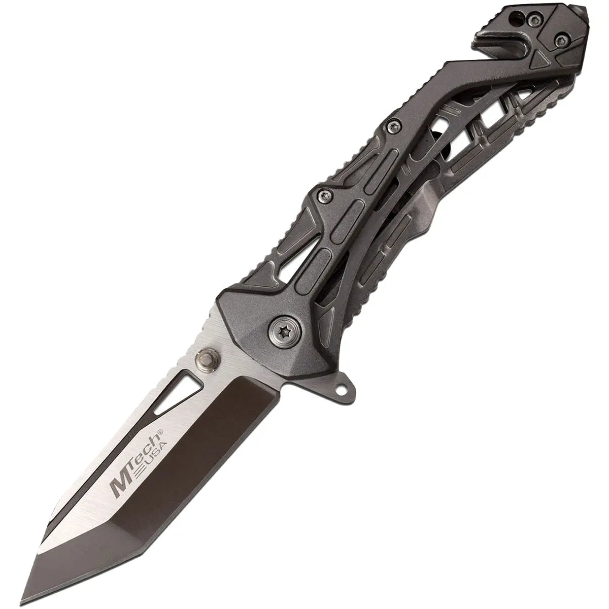 MTech USA Linerlock Spring Assisted Tanto Folding Knife Gray Anodized MT-A997BGY M-Tech