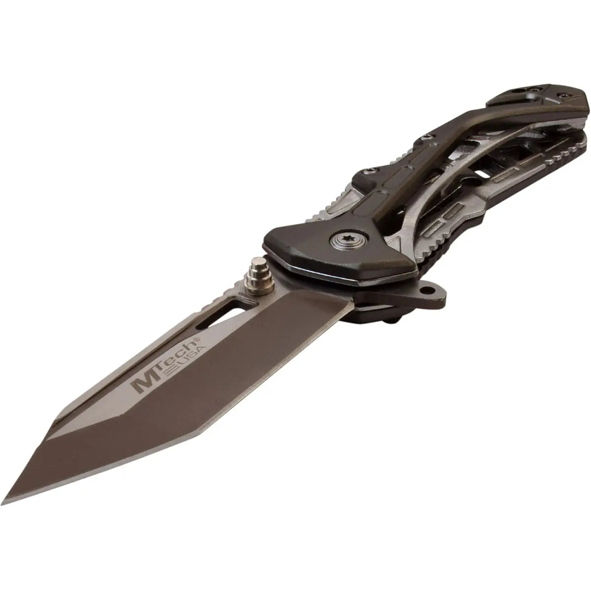 MTech USA Linerlock Spring Assisted Tanto Folding Knife Gray Anodized MT-A997BGY M-Tech