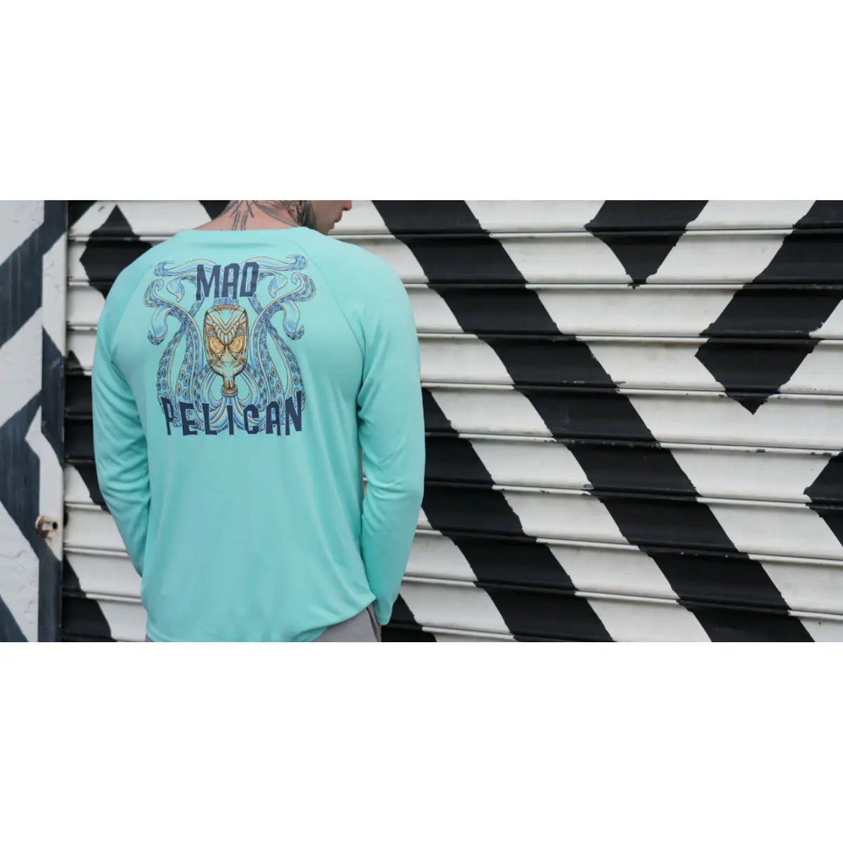 Mad Pelican Drunken Squidy Sun Kicker Raglan UV Long Sleeve T-Shirt - Aruba Blue Mad Pelican
