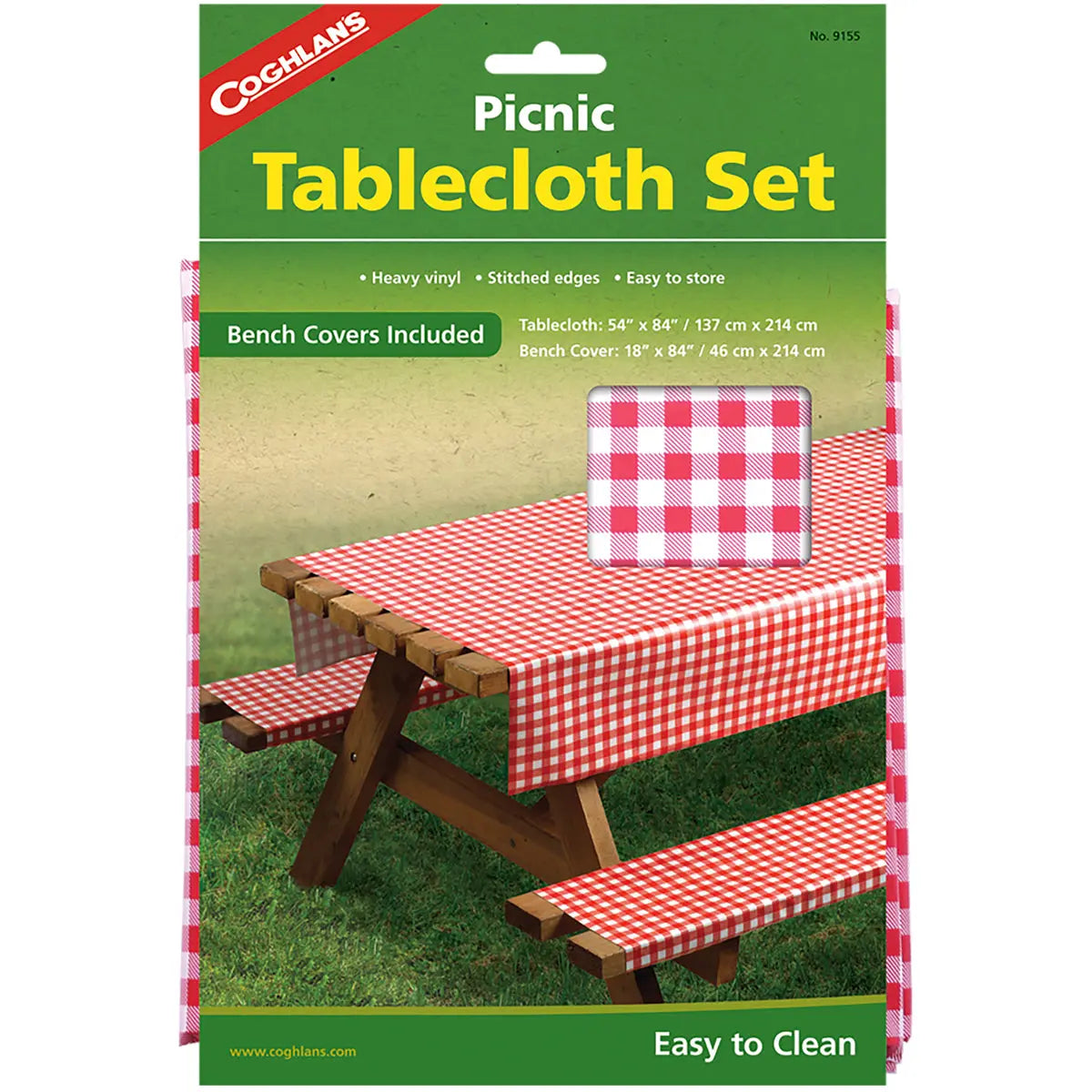 Coghlan's Picnic Table Set, Easy to Clean XL Tablecloth w/ Matching Bench Covers Coghlan's