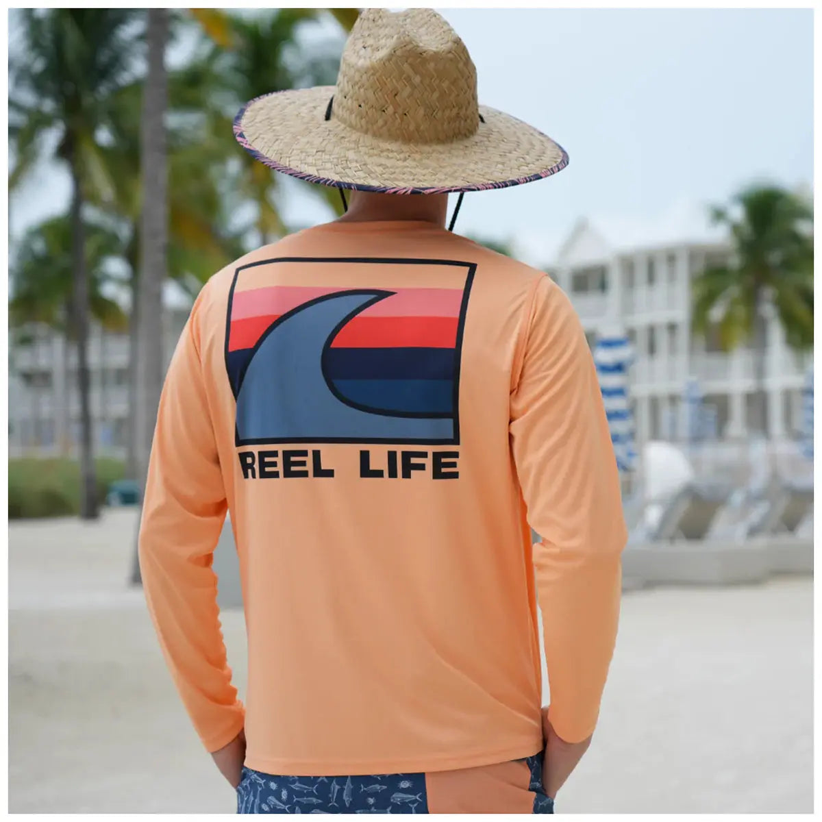 Reel Life Basic Wave UV Long Sleeve Performance T-Shirt - Apricot Wash Reel Life