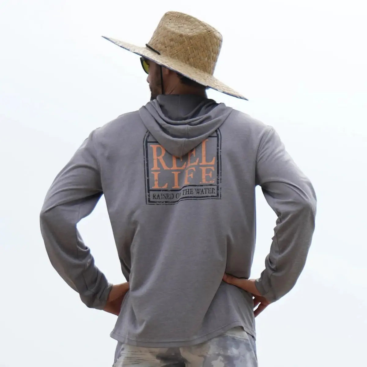 Reel Life Destin Heathered Pullover Hoodie - Silver Filigree Reel Life