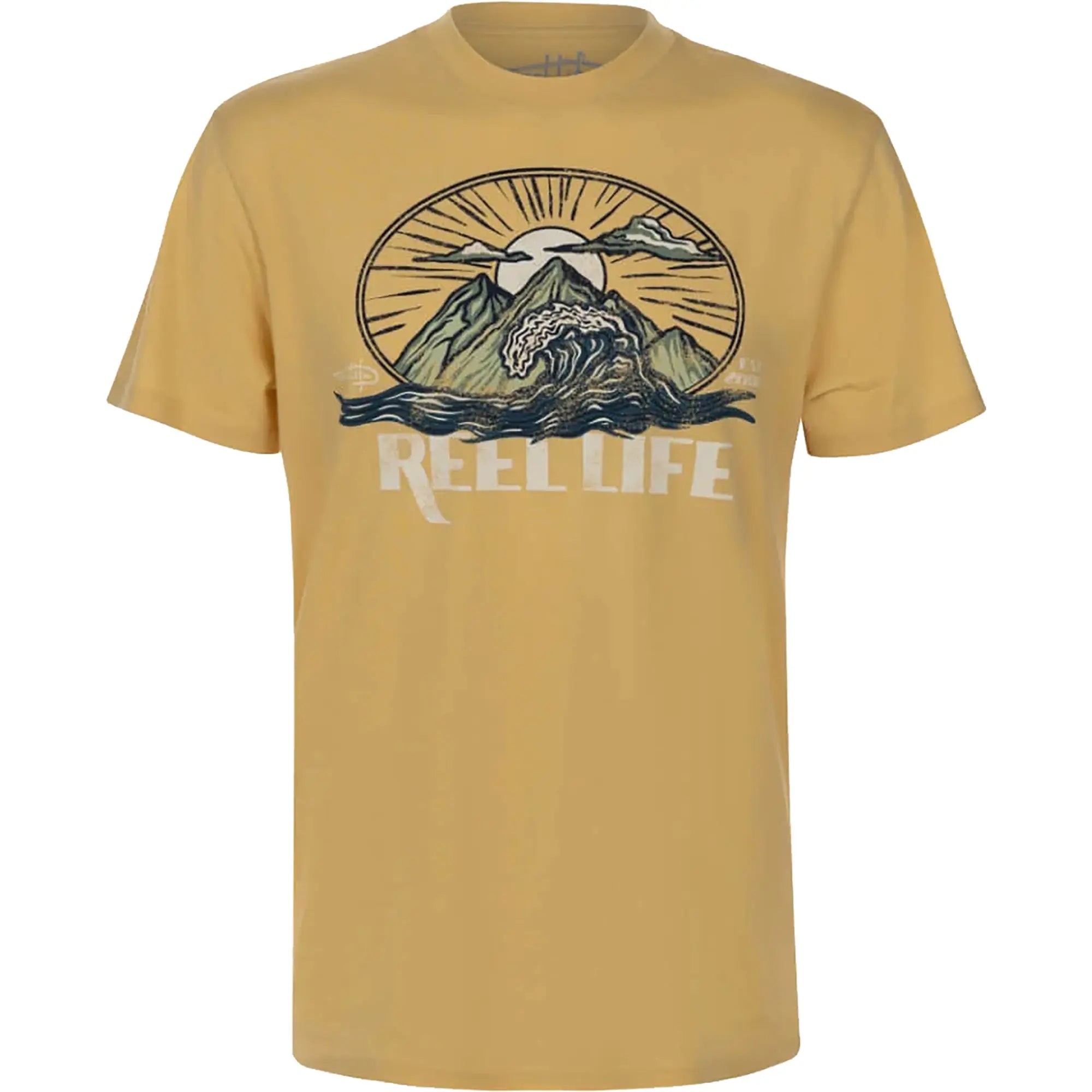 Reel Life Neptune Ocean Washed Wavey Sunset T-Shirt - New Wheat Reel Life