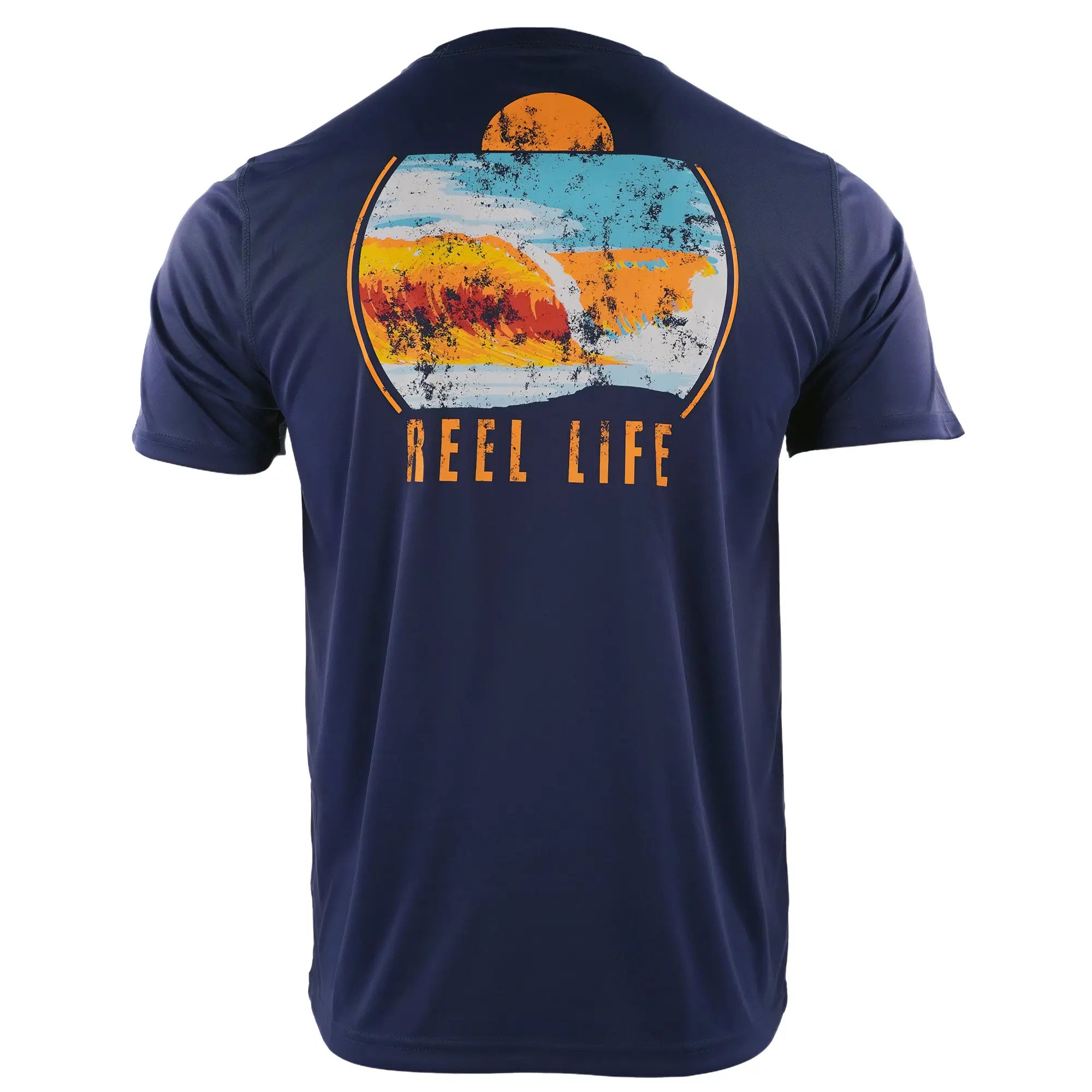 Reel Life Sunset Waves UV T-Shirt - Dress Blues Reel Life
