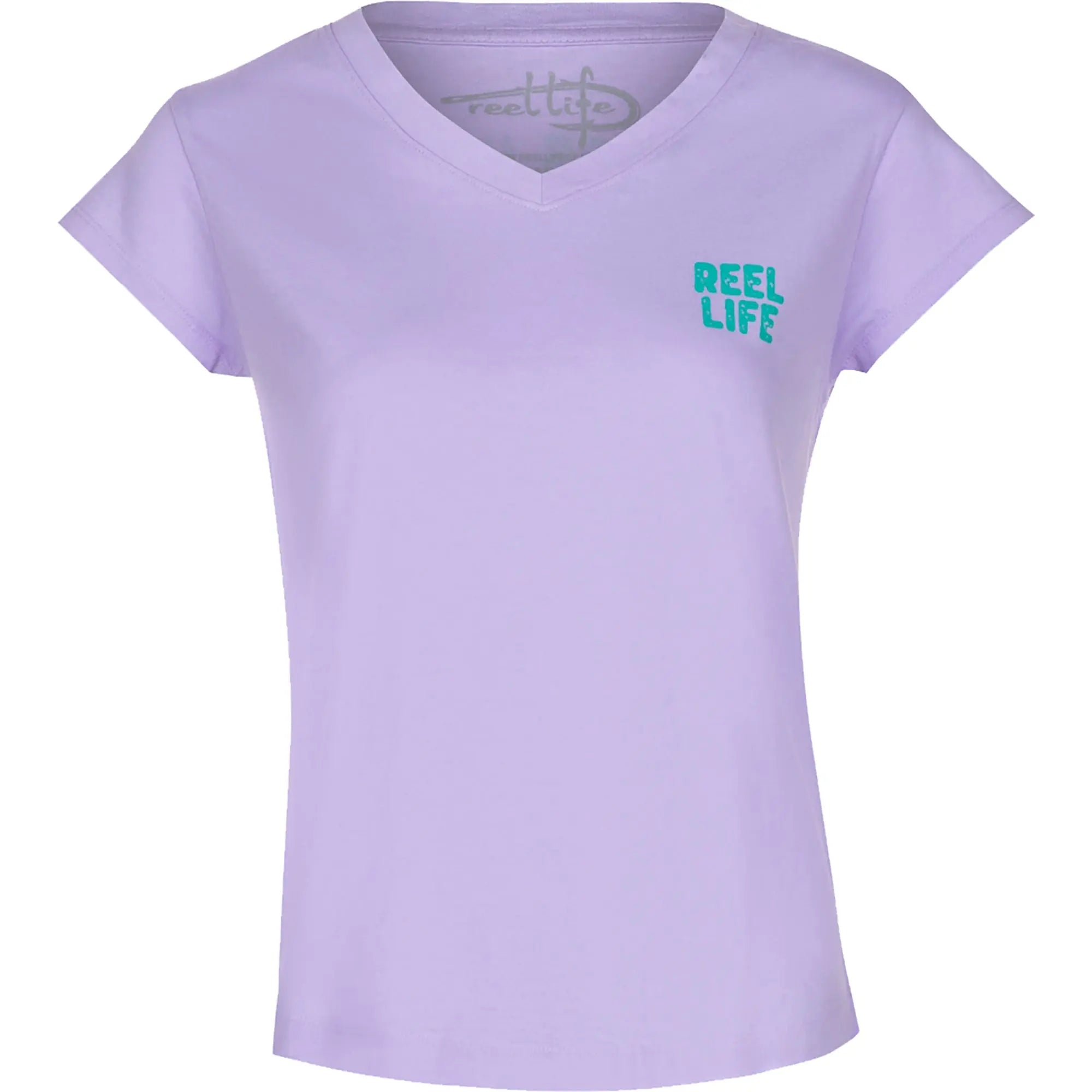 Reel Life Women's Ocean Washed Happiness Comes In Waves V-Neck T-Shirt- Lavender Reel Life