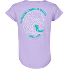 Reel Life Women's Ocean Washed Happiness Comes In Waves V-Neck T-Shirt- Lavender Reel Life