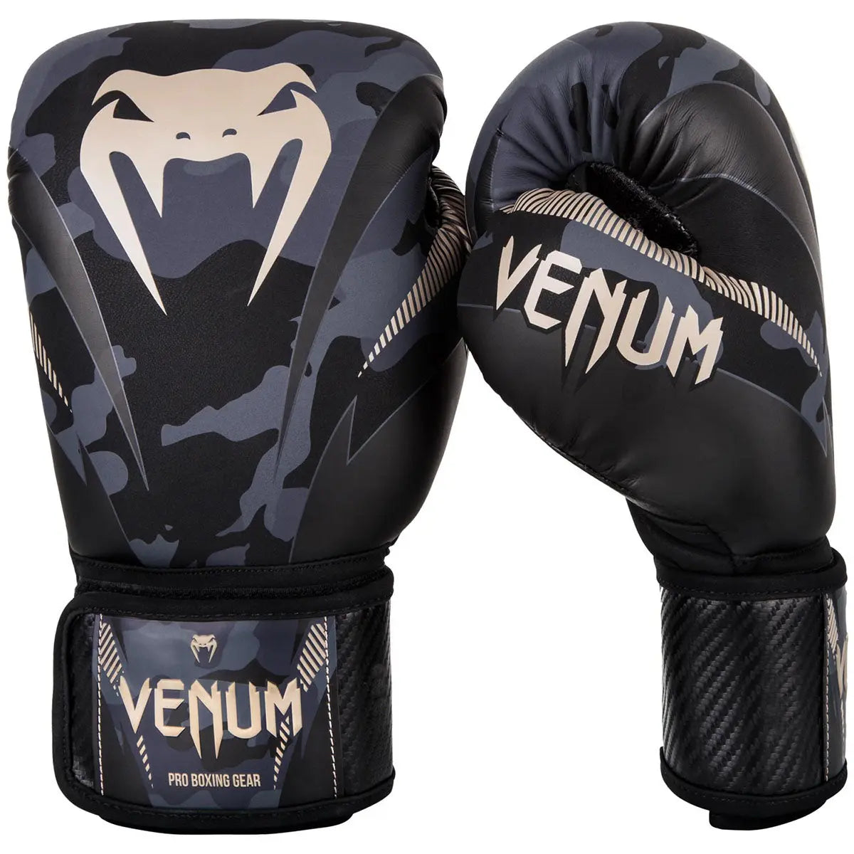 Venum Impact Monogram Hook and Loop Boxing Gloves - Black/Pink/Gold