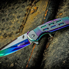 MTech USA Framelock Spring Assisted Folding Knife Rainbow/Satin Blade MT-A1019RB M-Tech