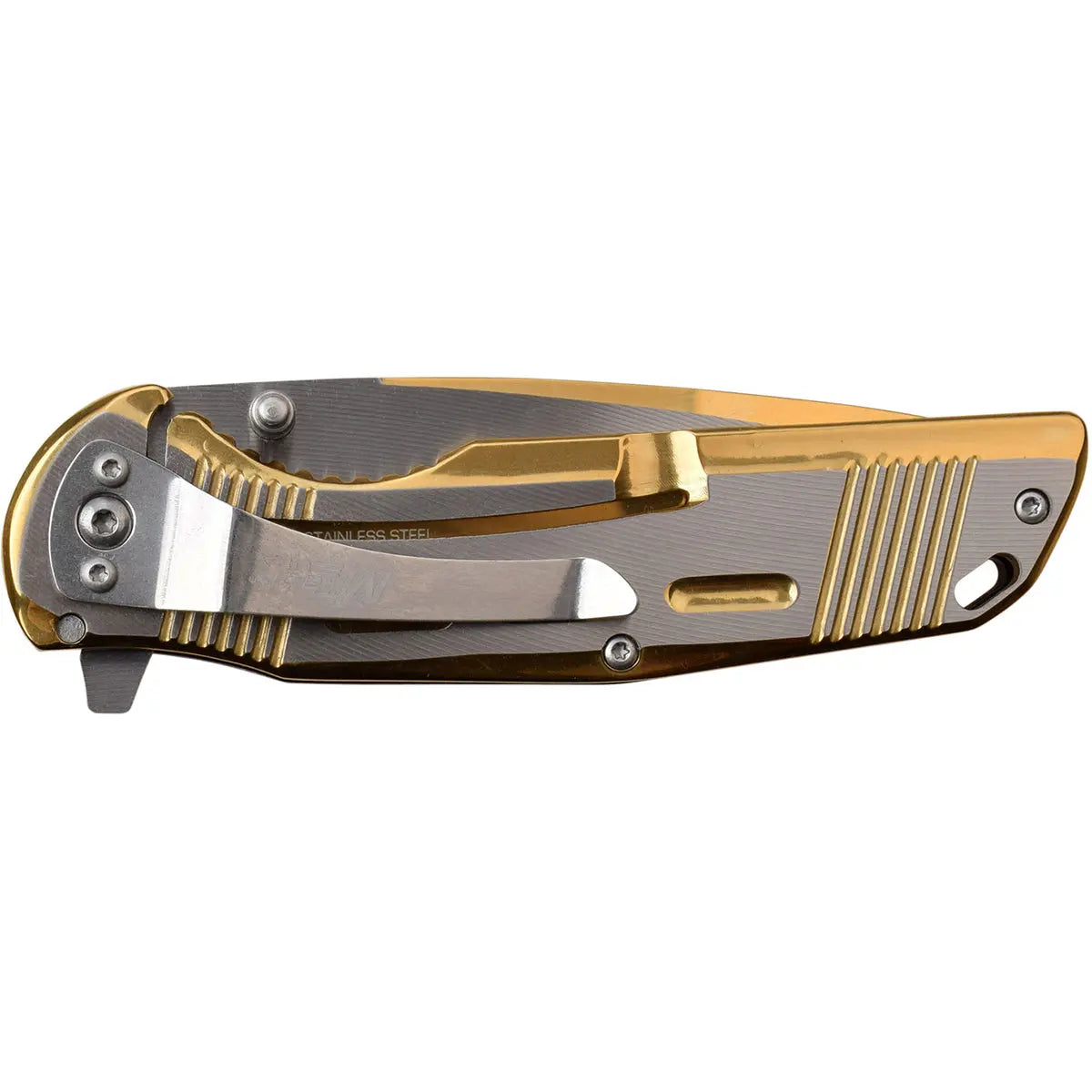 MTech USA Framelock Spring Assisted Folding Knife, Gold/Satin Blade, MT-A1019GD M-Tech