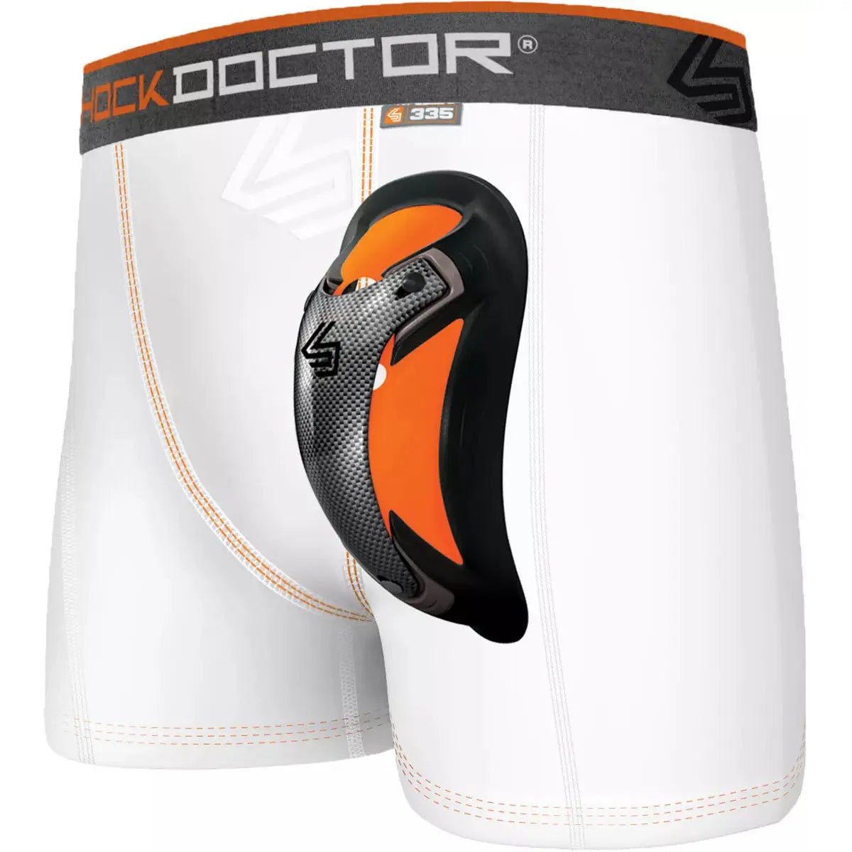 Shock Doctor Ultra Pro Boxer Compression Shorts w/ Ultra Carbon FlexCup - White Shock Doctor