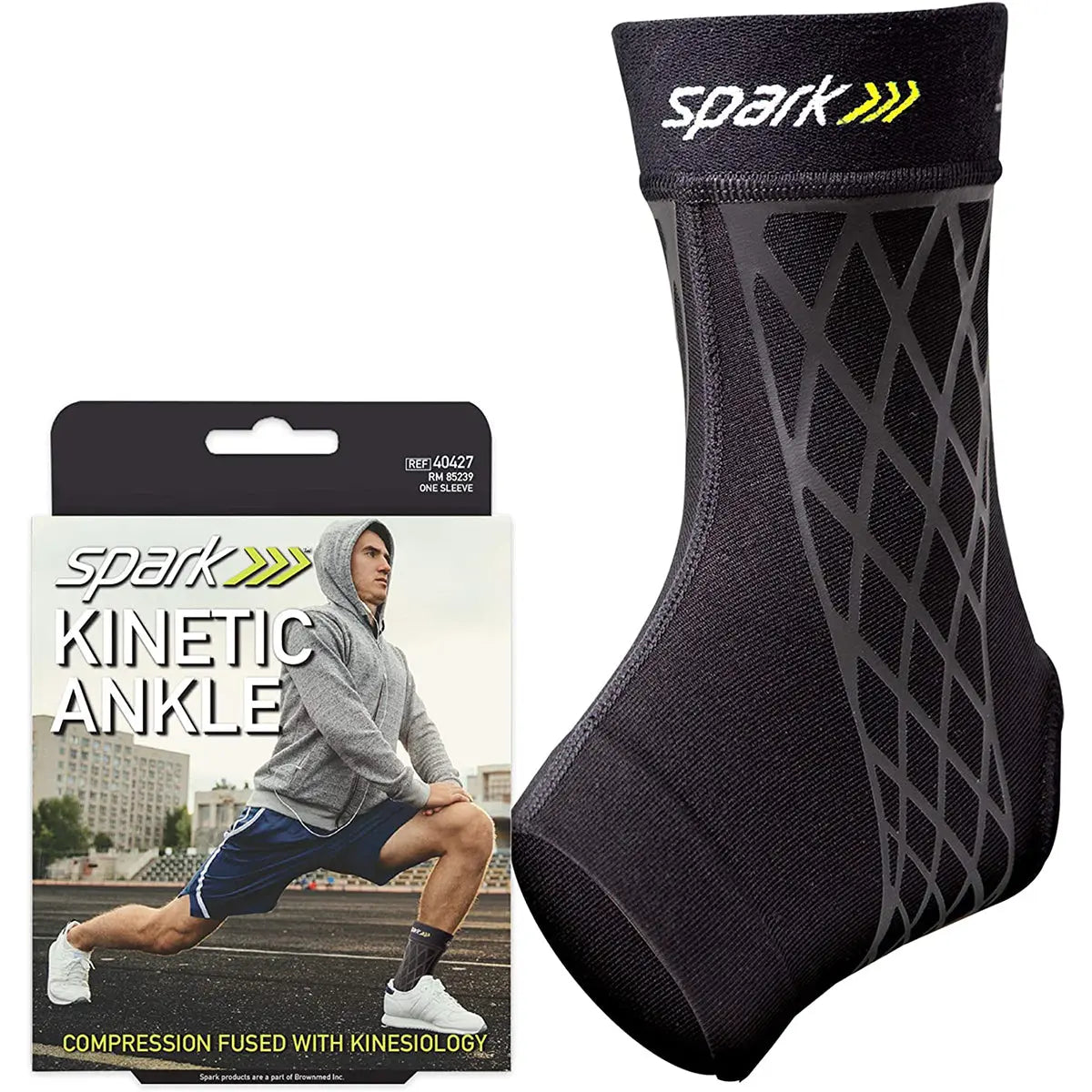 Spark Kinetic Ankle Sleeve - Compression Support with Embedded Kinesiology Tape Spark