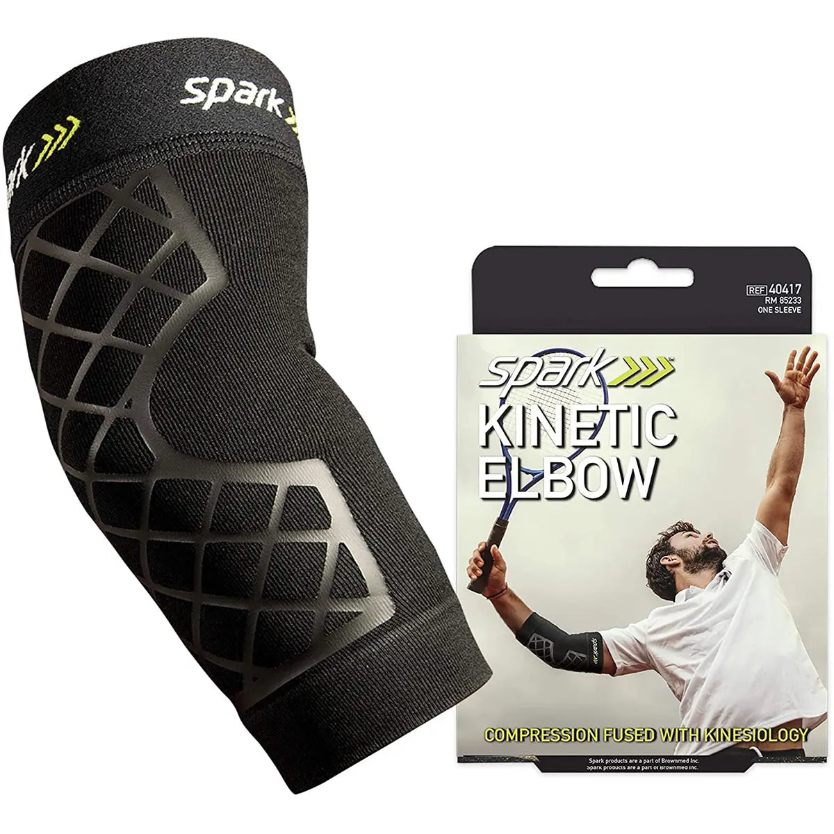 Spark Kinetic Elbow Sleeve - Compression Support with Embedded Kinesiology Tape Spark