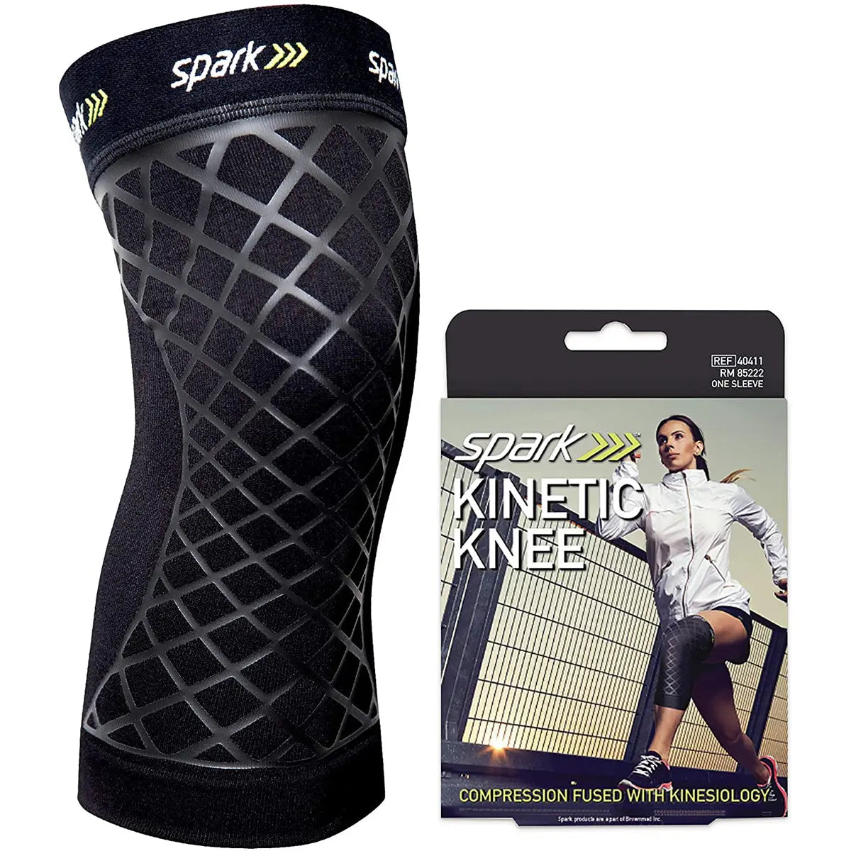Spark Kinetic Knee Sleeve - Compression Support with Embedded Kinesiology Tape Spark
