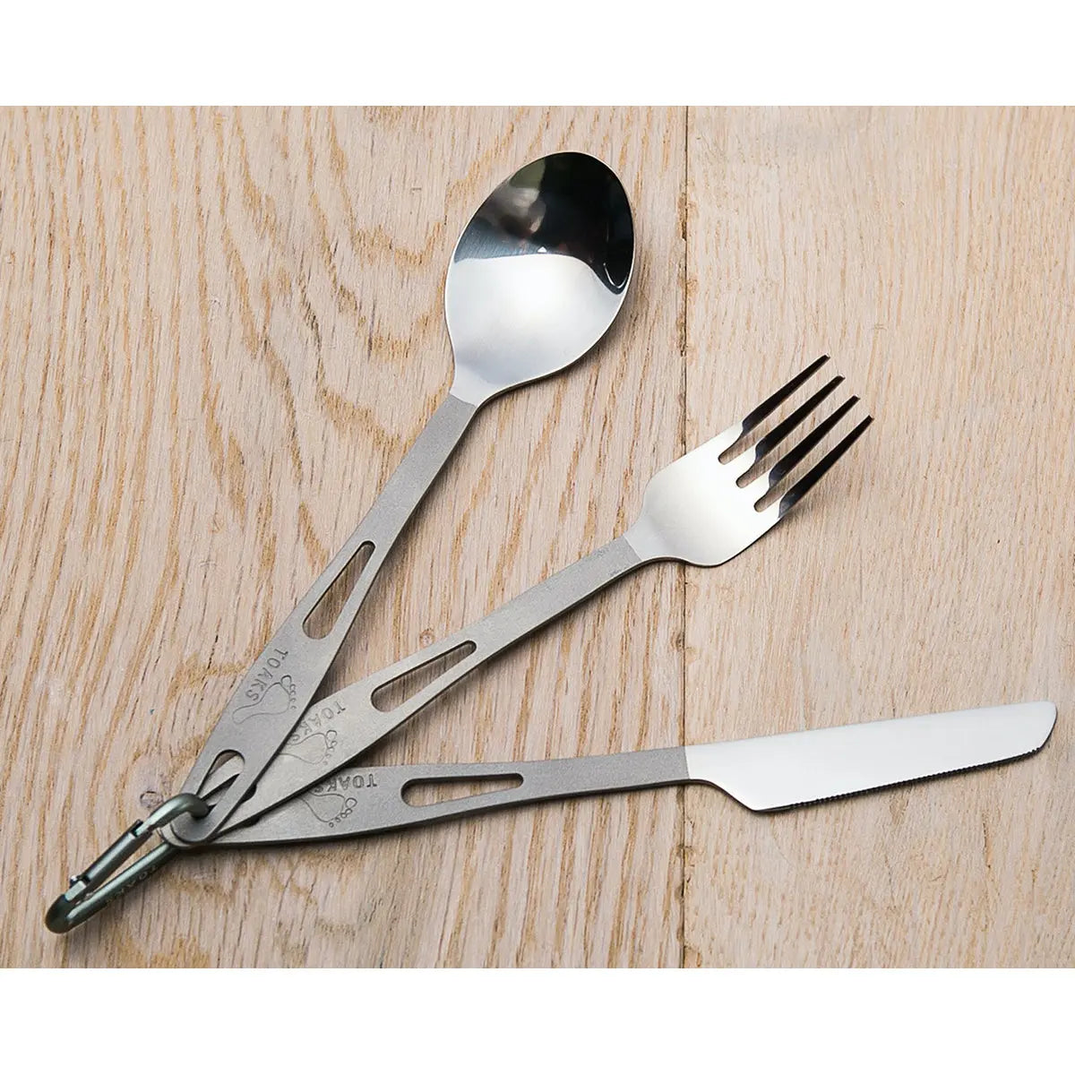 TOAKS Three-Piece Polished Head Titanium Cutlery Set with Matte Finish Handles TOAKS