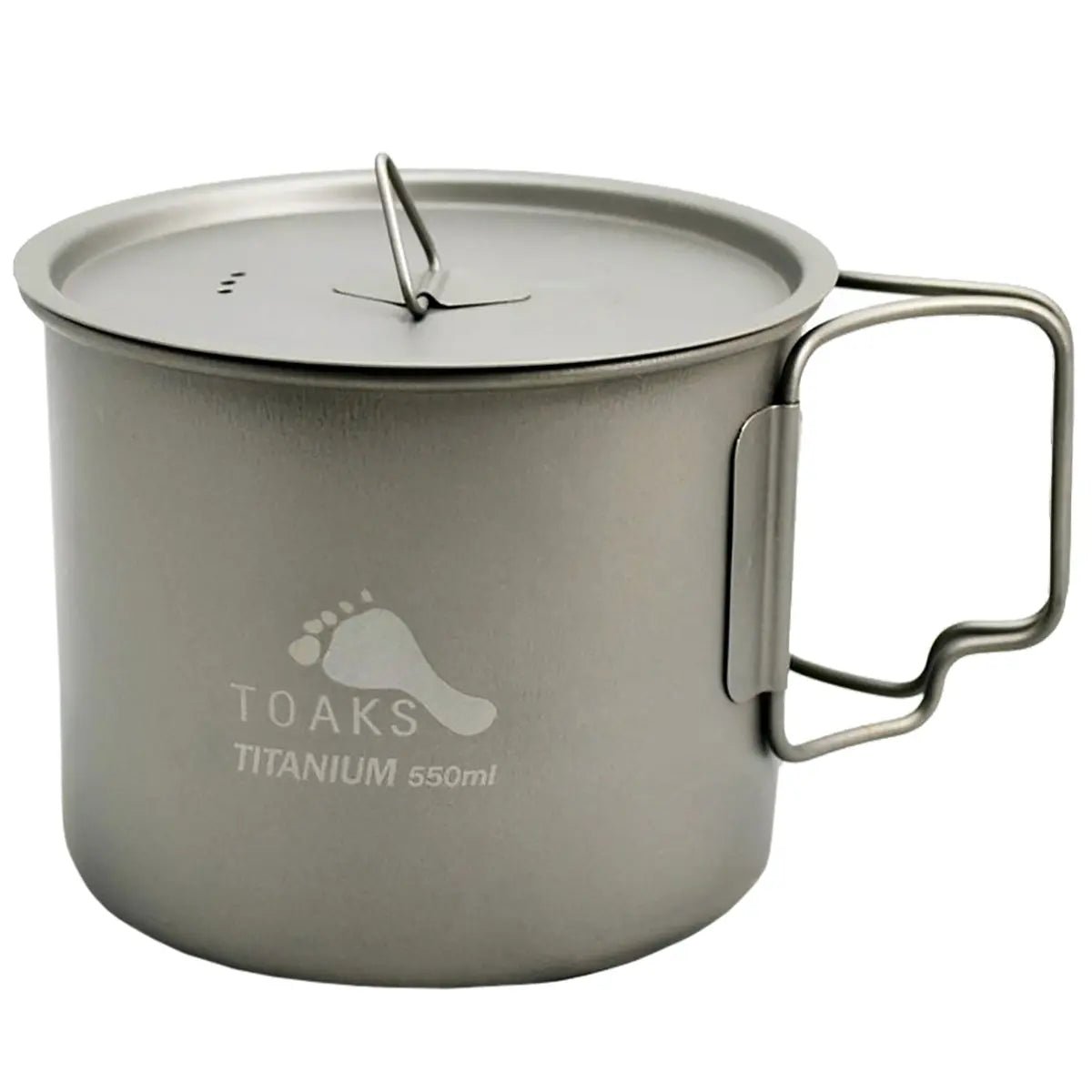 TOAKS Ultralight Titanium Camping Cook Pot with Foldable Handles and Lid - 550ml TOAKS