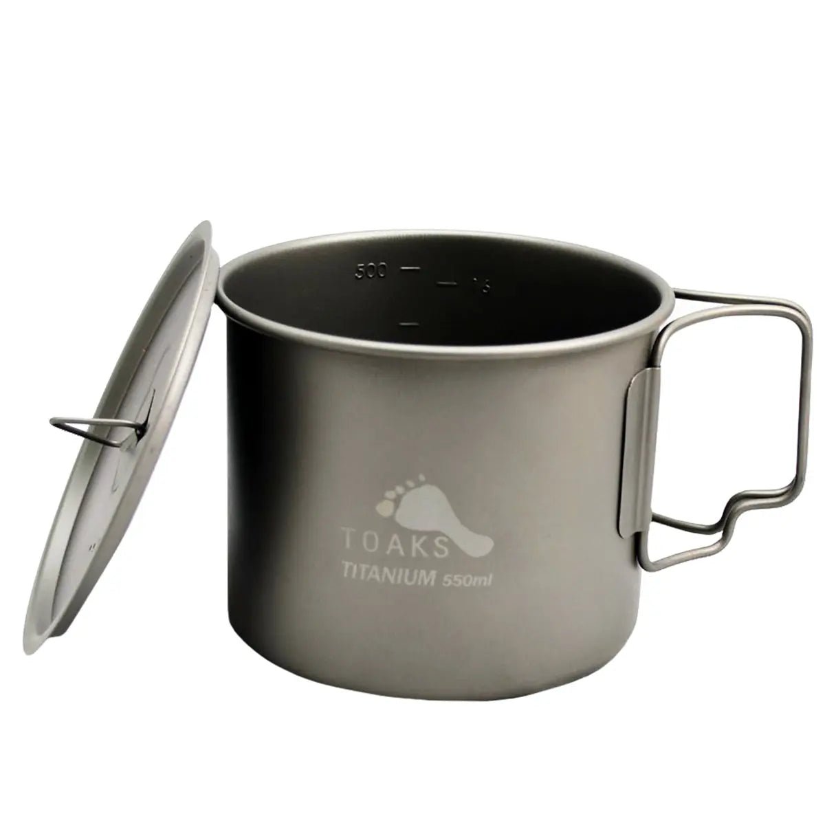 TOAKS Ultralight Titanium Camping Cook Pot with Foldable Handles and Lid - 550ml TOAKS