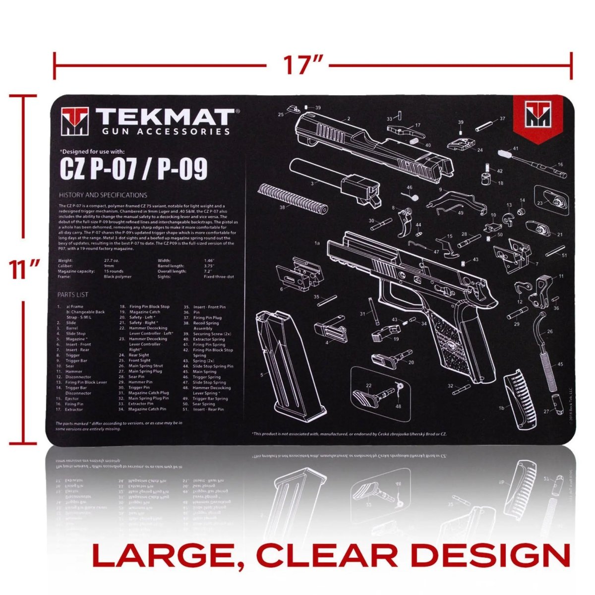 TekMat Original Gun Cleaning Mat - 17" X 11" - CZ P-07™ & P-09™ TekMat