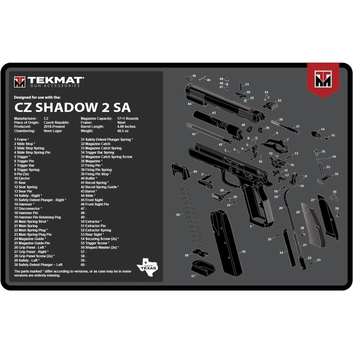 TekMat Original Gun Cleaning Mat - 17" X 11" - CZ Shadow 2 SA TekMat