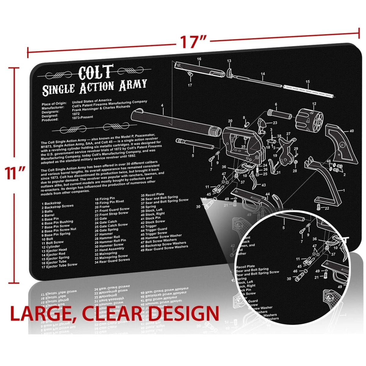 TekMat Original Gun Cleaning Mat - 17" X 11" - Colt Sinlge Action Army TekMat