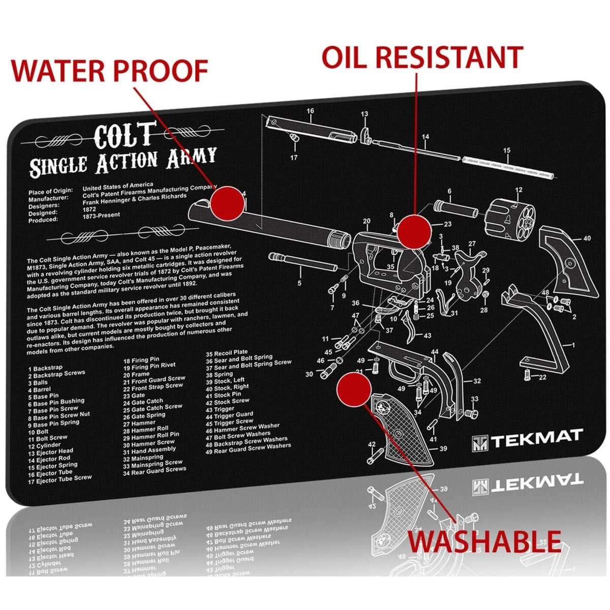 TekMat Original Gun Cleaning Mat - 17" X 11" - Colt Sinlge Action Army TekMat
