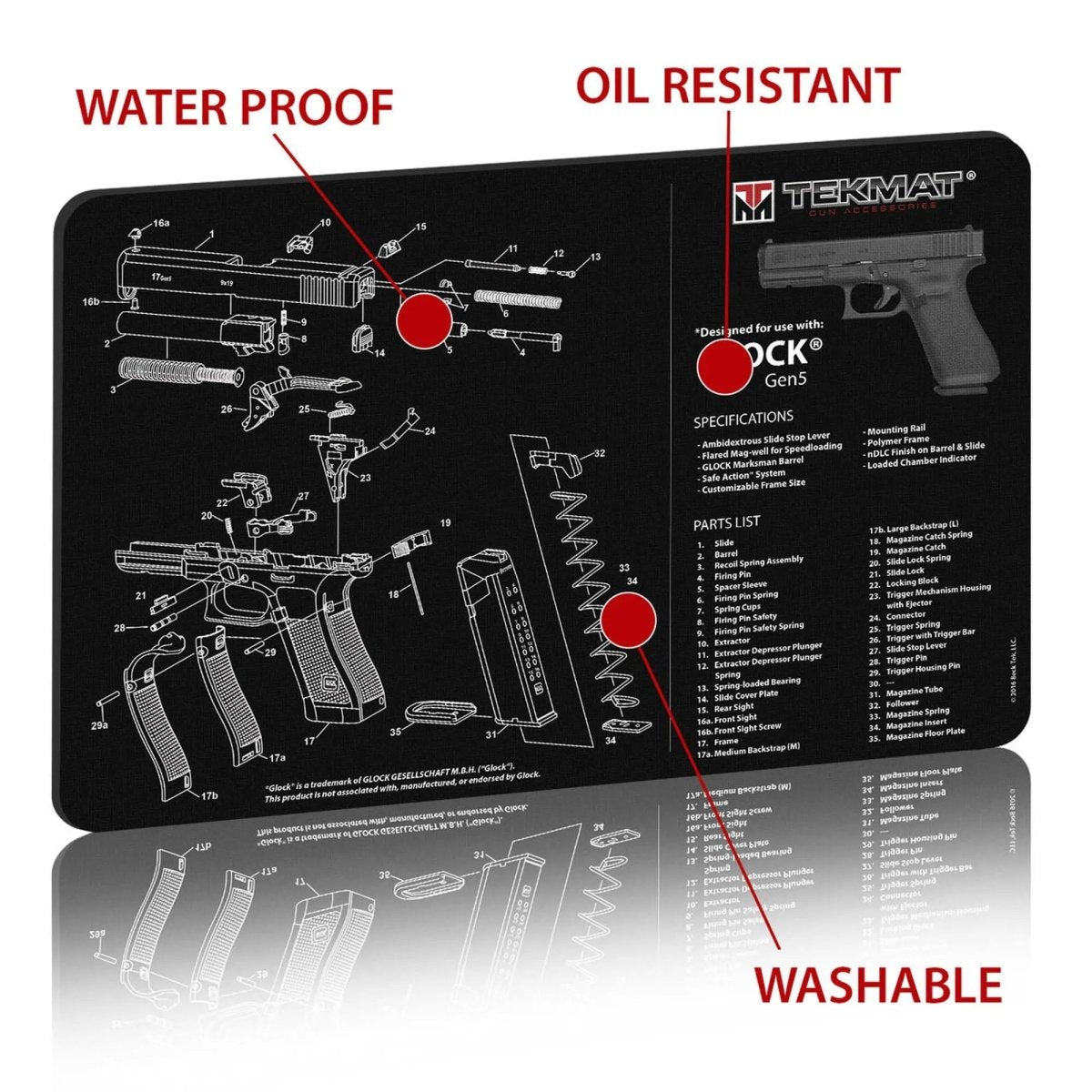 TekMat Original Gun Cleaning Mat - 17" X 11" - Glock Gen 5 TekMat
