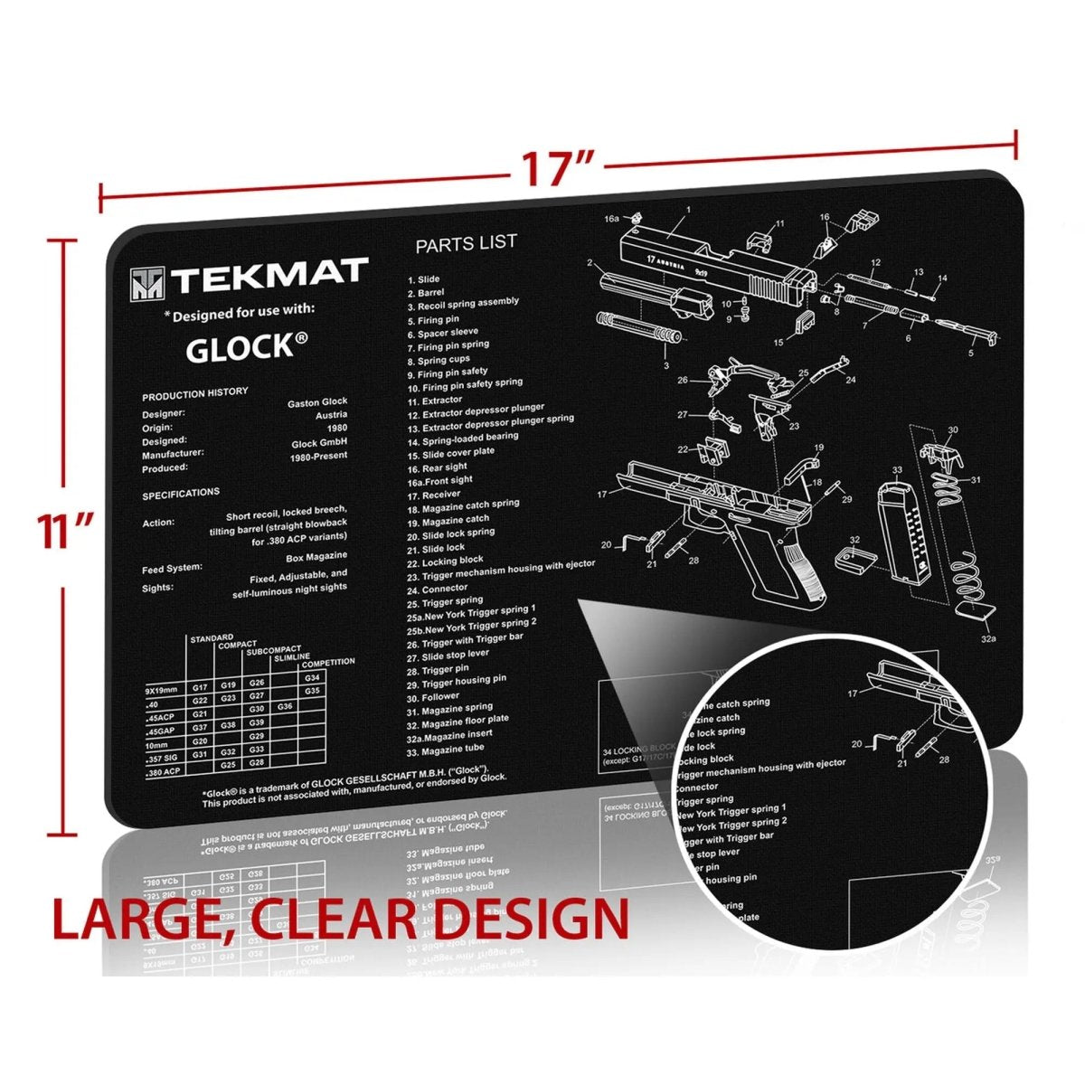 TekMat Original Gun Cleaning Mat - 17" X 11" - Glock TekMat