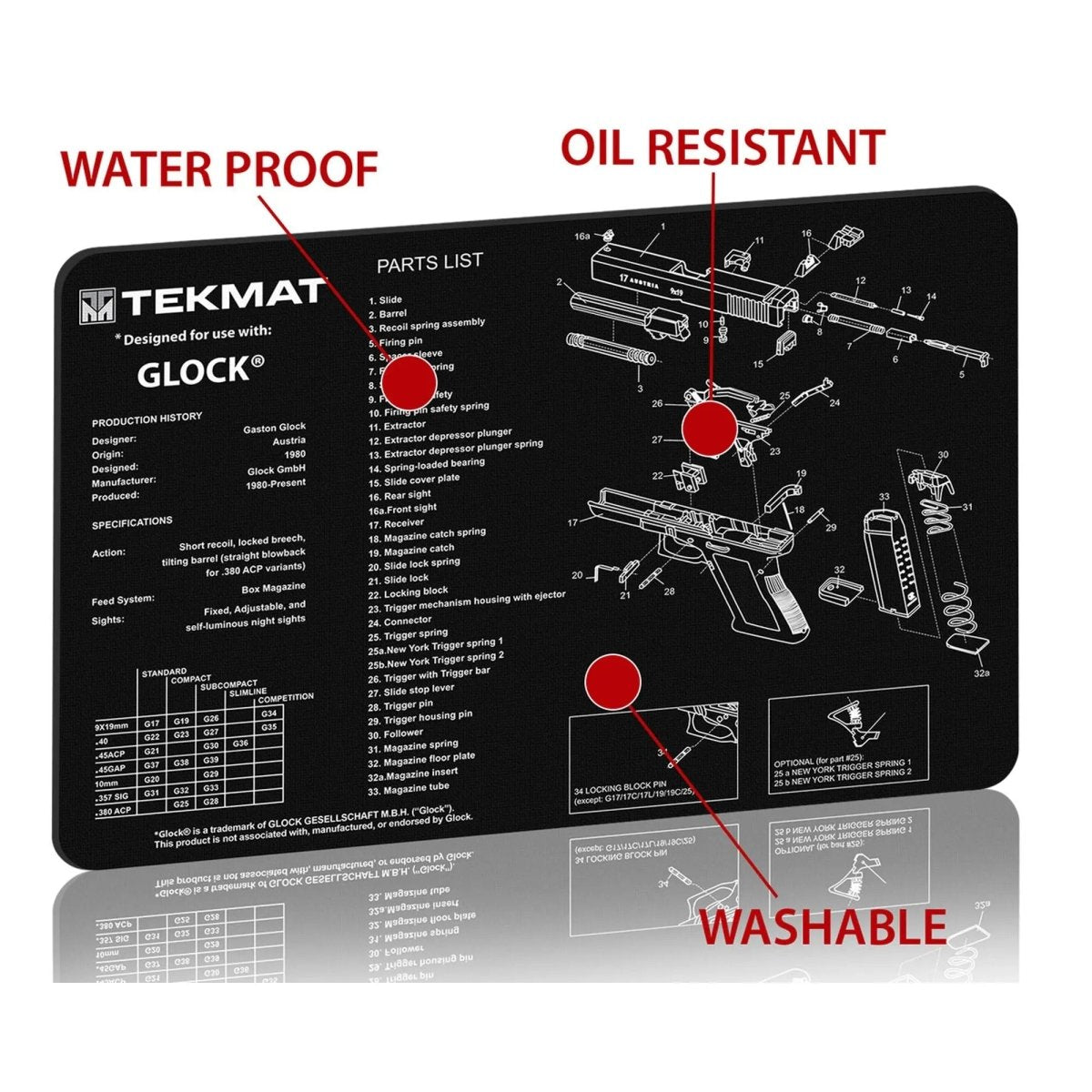 TekMat Original Gun Cleaning Mat - 17" X 11" - Glock TekMat
