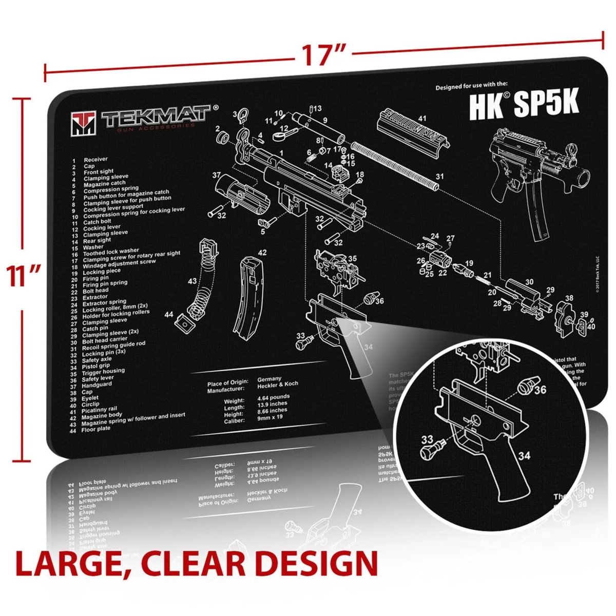 TekMat Original Gun Cleaning Mat - 17" X 11" - Heckler & Koch SP5K™ TekMat