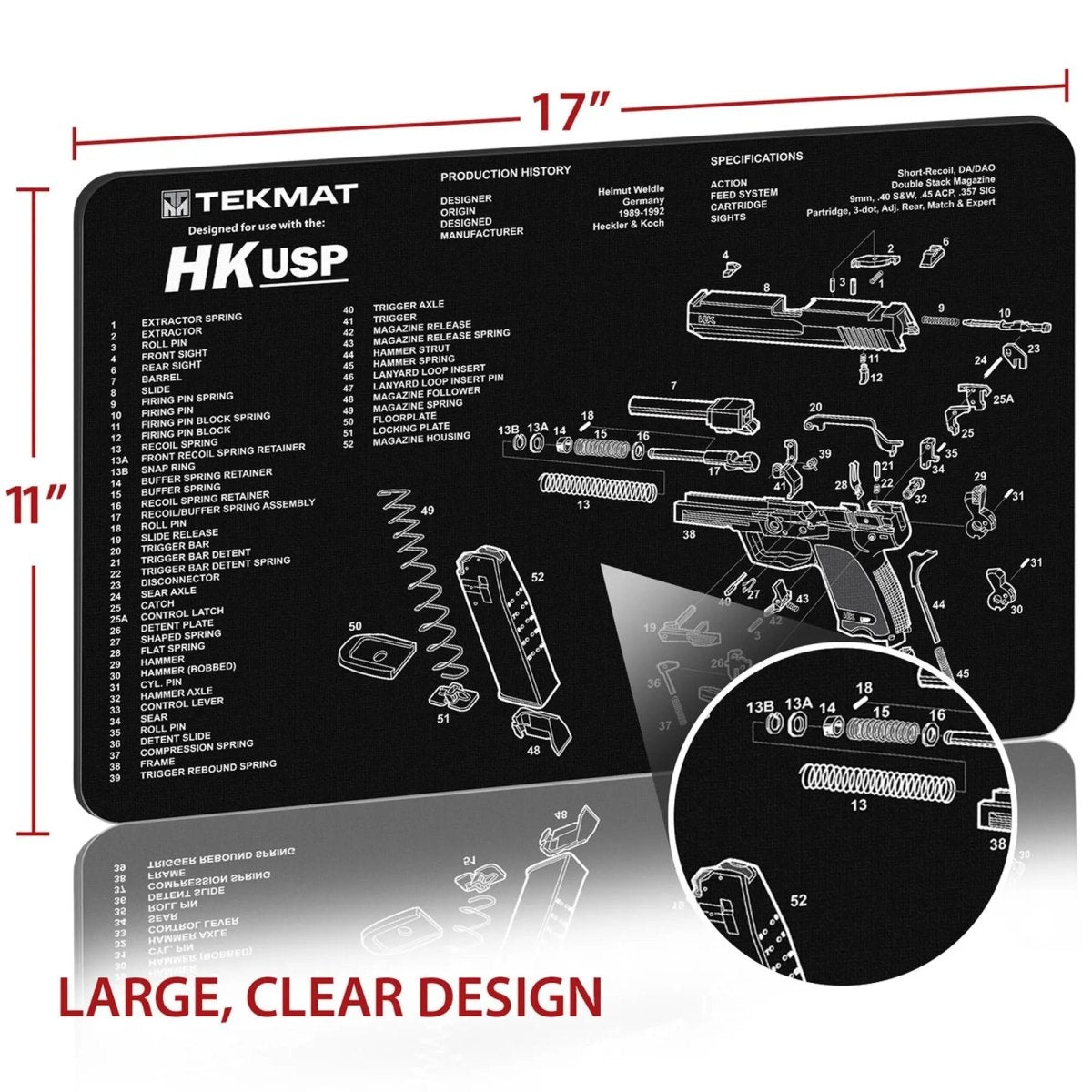 TekMat Original Gun Cleaning Mat - 17" X 11" - Heckler & Koch USP™ TekMat